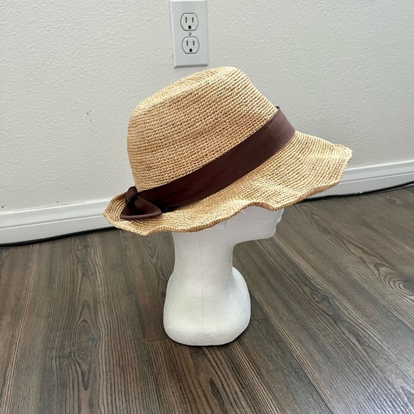 Raffia Sun Hat with Brown Band - Picture 2 of 13
